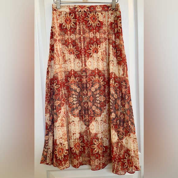 Anthropologie | Akimi + Kim Laurel Canyon Laurel Canyon A-line Boho Midi Skirt. - Picture 2 of 11